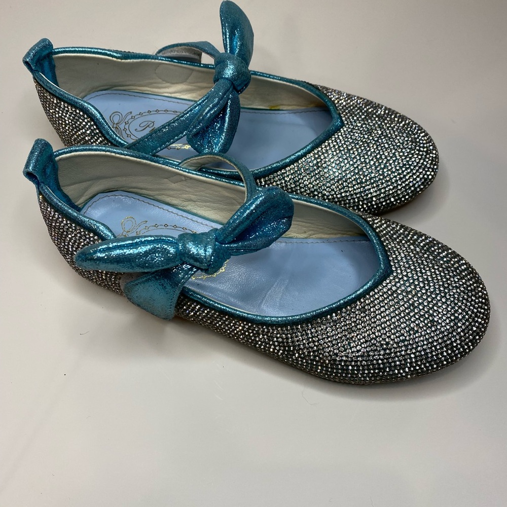 Silver and Blue Rhinestone Princess Flats